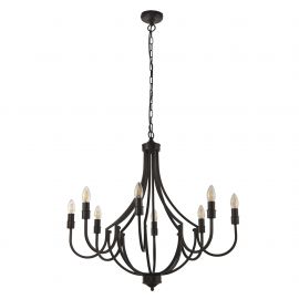 Candelabre, Lustre - Candelabru cu 8 brate design rustic Lodge negru