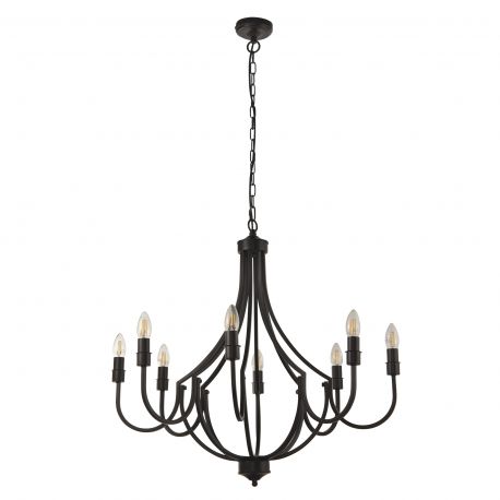 Candelabre, Lustre - Candelabru cu 8 brate design rustic Lodge negru