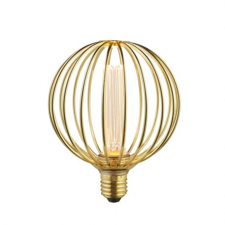 Becuri E27 - Bec decorativ E27 LED dimabil, metalic Globe Lamp auriu