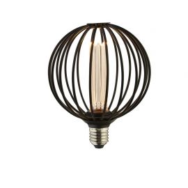Bec decorativ E27 LED dimabil, metalic Globe Lamp negru