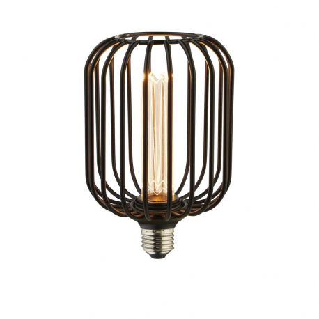 Becuri E27 - Bec decorativ E27 LED dimabil, metalic Drum Lamp negru