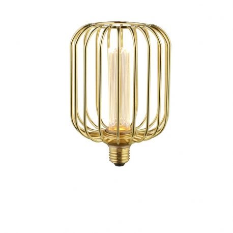 Becuri E27 - Bec decorativ E27 LED dimabil, metalic Drum Lamp auriu