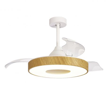 Lustre cu ventilator - Lustra LED cu Ventilator si telecomanda COIN lemn/alb