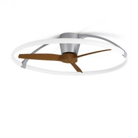 Lustre cu ventilator - Lustra LED Smart cu Ventilator si telecomanda NEPAL nuc/argintiu