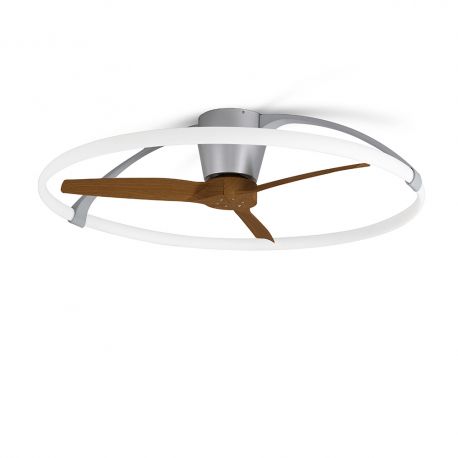 Lustre cu ventilator - Lustra LED Smart cu Ventilator si telecomanda NEPAL nuc/argintiu