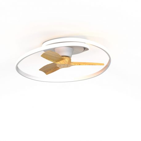 Lustre cu ventilator - Lustra LED cu Ventilator si telecomanda OCEAN alb/lemn