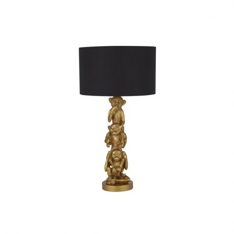 Veioze - Veioza/Lampa de masa design decorativ Wise Monkey auriu/negru