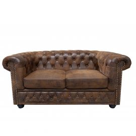 Canapele - Canapea clasica stil englezesc Chesterfield 2 locuri maro antic