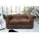 Canapele - Canapea clasica stil englezesc Chesterfield 2 locuri maro antic