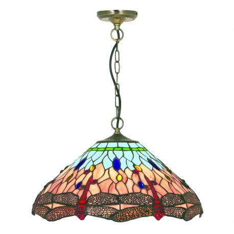 Pendule, Lustre suspendate - Lustra suspendata cu sticla tiffany Dragonfly