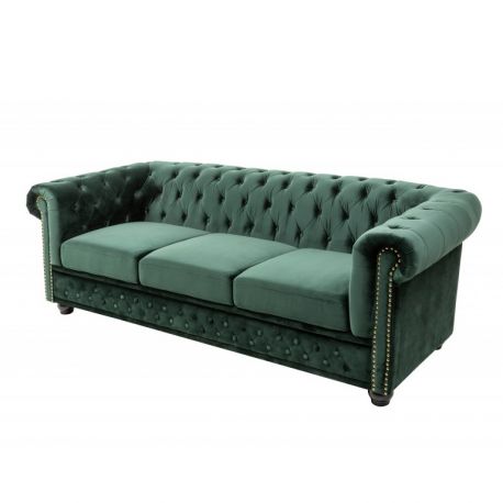 Canapele - Canapea clasica stil englezesc Chesterfield II 3 locuri, verde
