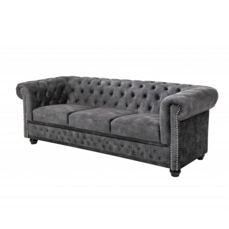 Canapele - Canapea clasica stil englezesc Chesterfield 3 locuri, gri