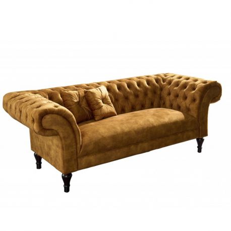 Canapele - Canapea fixa eleganta Paris Chesterfield, galben mustar