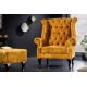 Fotolii - Fotoliu stil englezesc Chesterfield, catifea galben mustar