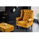 Banchete-Tabureti - Suport picioare clasic stil englezesc Chesterfield, catifea galben mustar