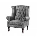 Fotoliu stil englezesc Chesterfield, catifea gri