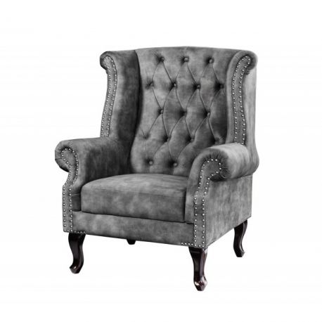 Fotolii - Fotoliu stil englezesc Chesterfield, catifea gri