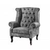 Fotoliu stil englezesc Chesterfield, catifea gri