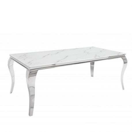 Mese dining - Masa dining eleganta Modern Barock 200cm, argintiu/ aspect de marmura