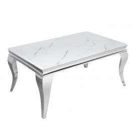 Masuta eleganta Modern Barock 100cm, argintiu/ aspect de marmura