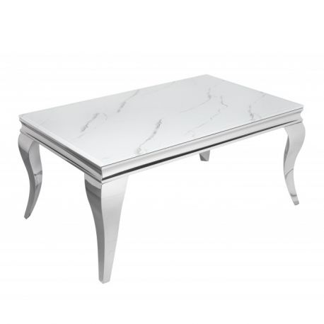 Masute Living - Masuta eleganta Modern Barock 100cm, argintiu/ aspect de marmura