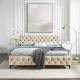 Paturi - Pat elegant tapitat cu catifea Modern Barock 180x200cm, sampanie