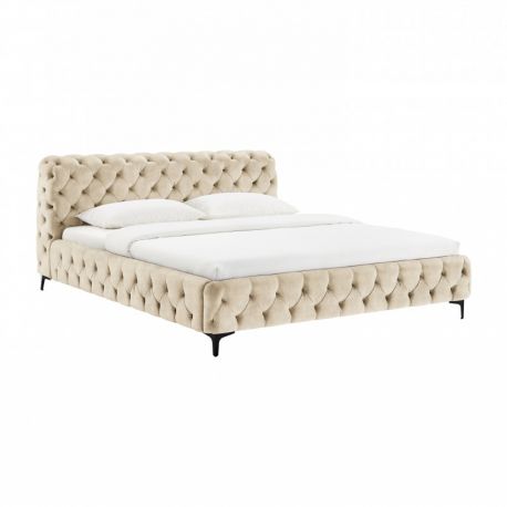 Paturi - Pat elegant tapitat cu catifea Modern Barock 180x200cm, sampanie