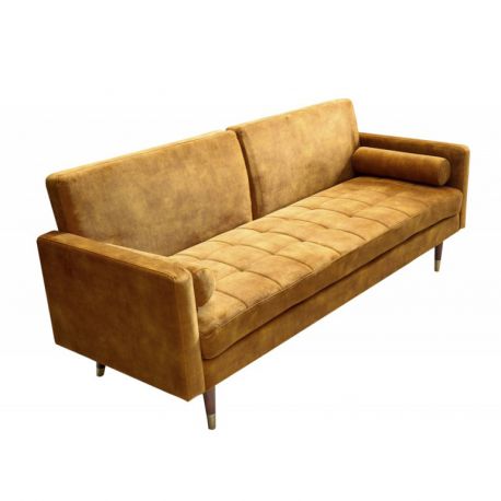 Canapele - Canapea extensibila Couture 195cm, galben mustar
