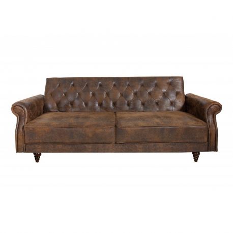Canapele - Canapea extensibila design Chesterfield, Maison Belle Affaire 220cm, maro antic
