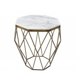 Masute Living - Masuta laterala design minimalist Diamond 50cm, marmura alba