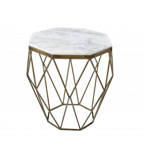 Masute Living - Masuta laterala design minimalist Diamond 50cm, marmura alba