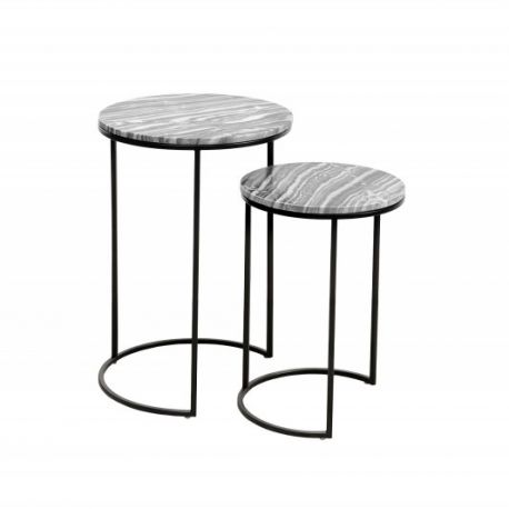 Masute Living - Set de 2 masute design minimalist Elements, marmura gri