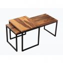 Set de 2 masute design industrial Elements Long Sheesham