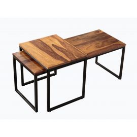 Masute Living - Set de 2 masute design industrial Elements Long Sheesham