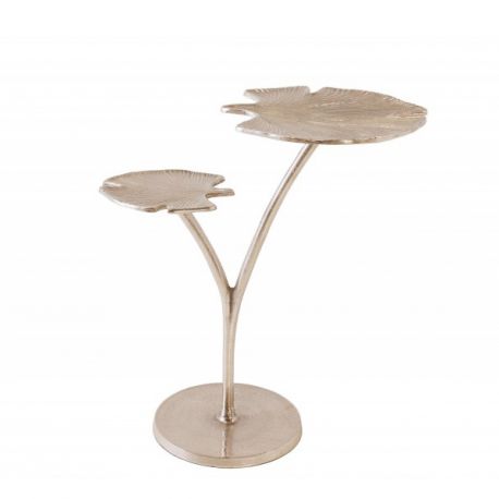 Masute Living - Masuta cu aspect deosebit Ginkgo leafs 56cm, argintiu