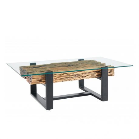 Masute Living - Masuta design high-tech din metal si lemn masiv, Barracuda 130cm