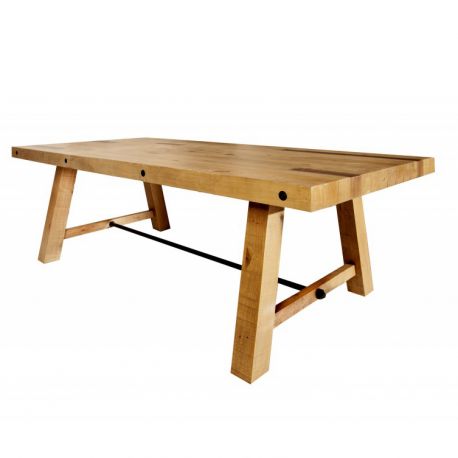 Mese dining - Masa design industrial din lemn de pin Finca 240cm, maro vintage