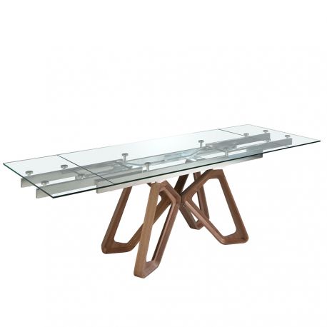 Mese extensibile - Masa extensibila deosebita design LUX Walnut-Glass 160-240x90cm