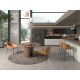 Mese dining - Masa rotunda cu blat central pivotant design LUX Walnut 150cm