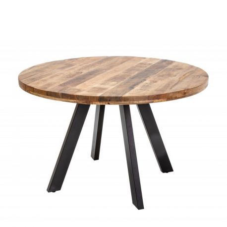 Mese dining - Masa rotunda design industrial Iron Craft mango natur, 120cm