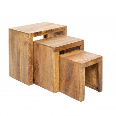 Masute Living - Set de 3 masute Makassar Mango natur