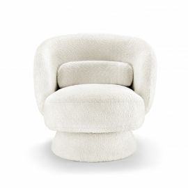Fotoliu pivotant stil retro Bossa Nova Teddystoff alb