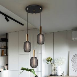 Pendule, Lustre suspendate - Lustra cu 3 pendule LED design modern Micron negru/auriu
