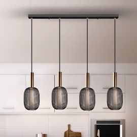 Pendule, Lustre suspendate - Lustra cu 4 pendule LED design modern Micron negru/auriu