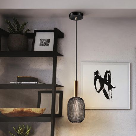 Pendule, Lustre suspendate - Pendul LED design modern Micron negru/auriu