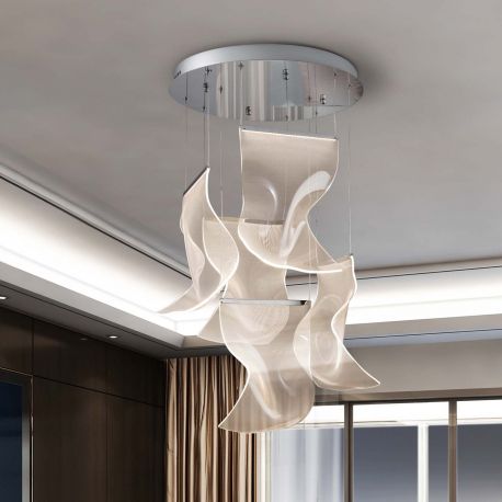 Candelabre, Lustre - Lustra LED dimabila cu telecomanda design exclusivist 50cm Velos II crom