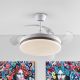Lustre cu ventilator - Lustra LED cu Ventilator si telecomanda, lame retractabile Vento alb/bronz