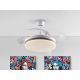 Lustre cu ventilator - Lustra LED cu Ventilator si telecomanda, lame retractabile Vento alb/bronz