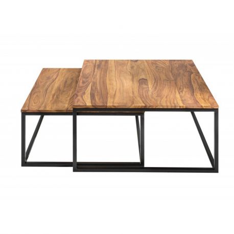 Masute Living - Set de 2 masute design industrial Elements Sheesham
