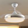 Lustra LED cu Ventilator si telecomanda, lame retractabile HERON alb/auriu